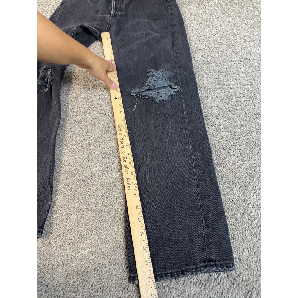 AGOLDE Jeans Womens 27 X 28 Gray Charcoal Wash Straight Relaxed Distressed - Picture 3 of 9